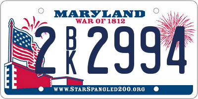 MD license plate 2BK2994