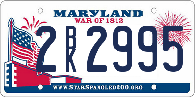 MD license plate 2BK2995