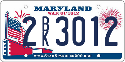 MD license plate 2BK3012