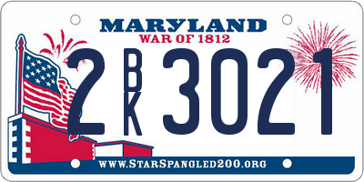 MD license plate 2BK3021