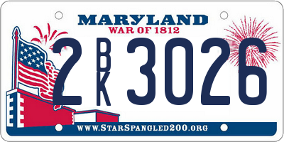 MD license plate 2BK3026