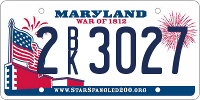 MD license plate 2BK3027