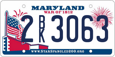 MD license plate 2BK3063
