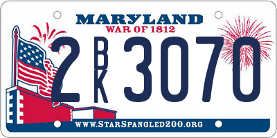 MD license plate 2BK3070