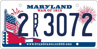 MD license plate 2BK3072