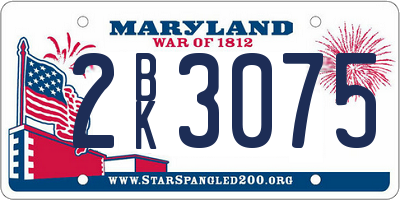 MD license plate 2BK3075