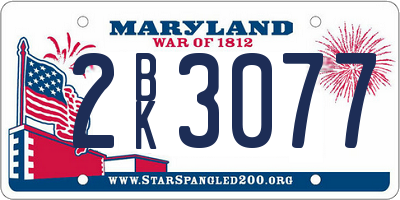 MD license plate 2BK3077