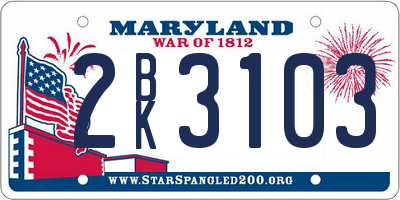 MD license plate 2BK3103