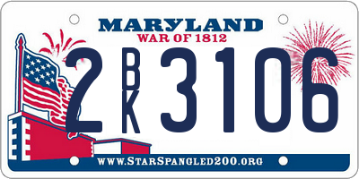 MD license plate 2BK3106