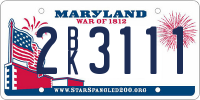 MD license plate 2BK3111