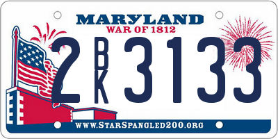 MD license plate 2BK3133