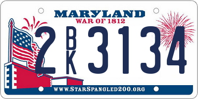 MD license plate 2BK3134