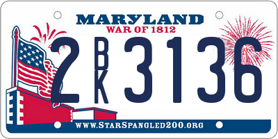MD license plate 2BK3136