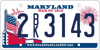 MD license plate 2BK3143