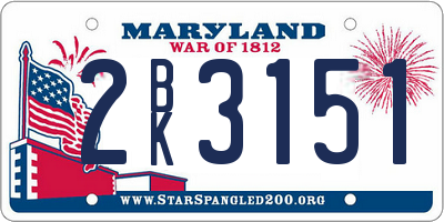 MD license plate 2BK3151
