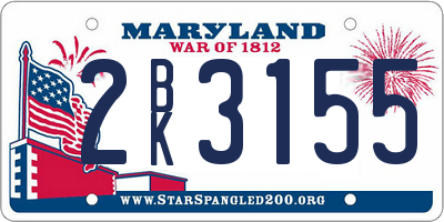 MD license plate 2BK3155