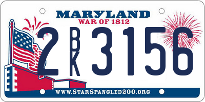 MD license plate 2BK3156
