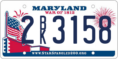 MD license plate 2BK3158
