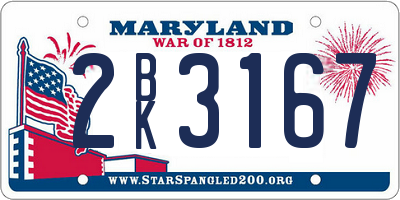 MD license plate 2BK3167