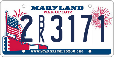 MD license plate 2BK3171