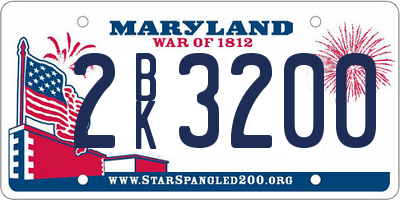 MD license plate 2BK3200