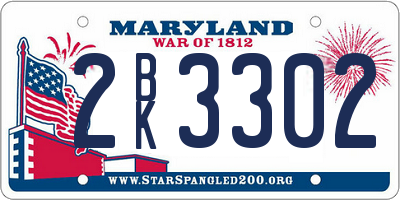 MD license plate 2BK3302