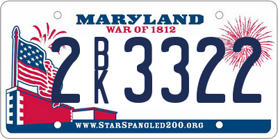 MD license plate 2BK3322