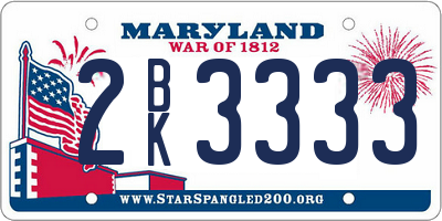 MD license plate 2BK3333