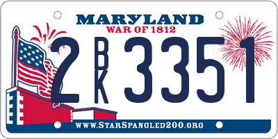 MD license plate 2BK3351