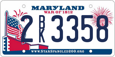 MD license plate 2BK3358