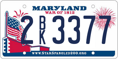 MD license plate 2BK3377