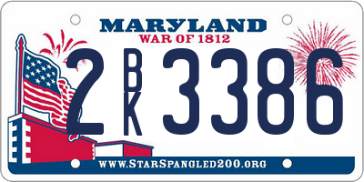 MD license plate 2BK3386