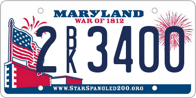 MD license plate 2BK3400