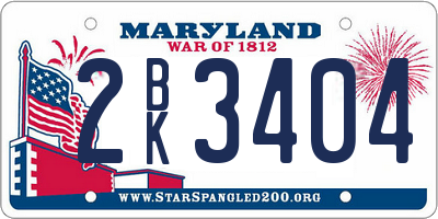 MD license plate 2BK3404