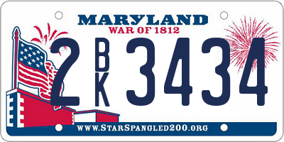 MD license plate 2BK3434