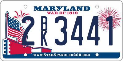 MD license plate 2BK3441