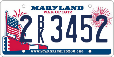 MD license plate 2BK3452