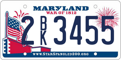 MD license plate 2BK3455