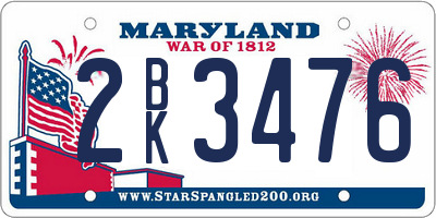 MD license plate 2BK3476