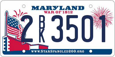 MD license plate 2BK3501
