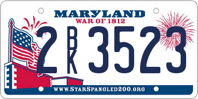 MD license plate 2BK3523