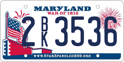 MD license plate 2BK3536