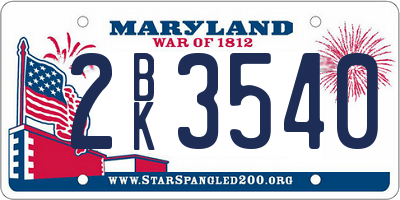 MD license plate 2BK3540