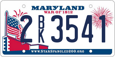 MD license plate 2BK3541