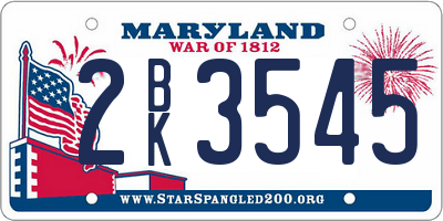 MD license plate 2BK3545