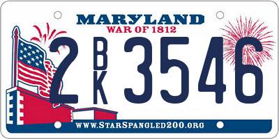 MD license plate 2BK3546