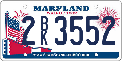 MD license plate 2BK3552