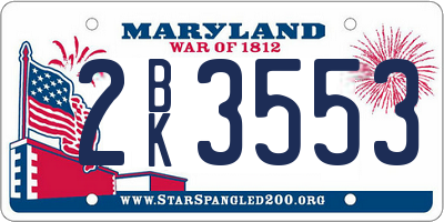MD license plate 2BK3553