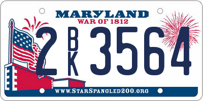 MD license plate 2BK3564