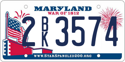 MD license plate 2BK3574